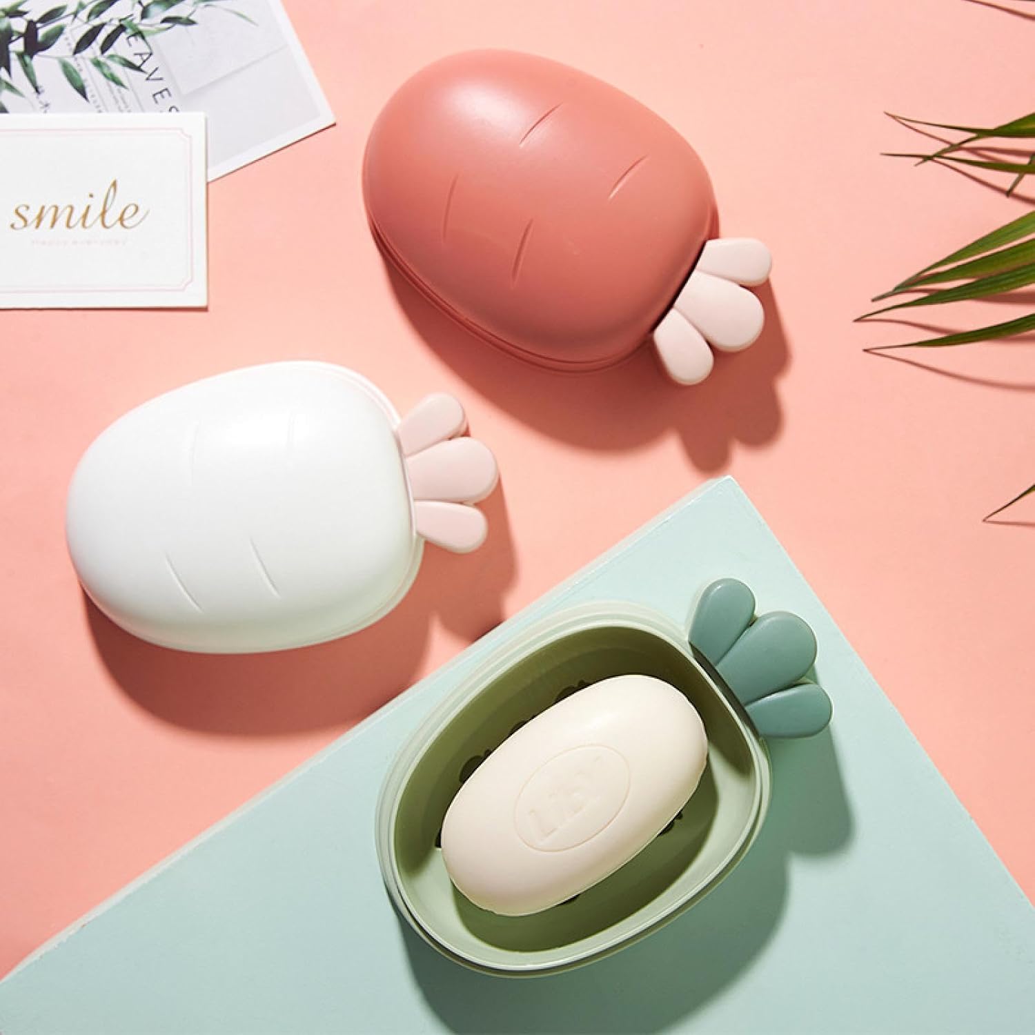 Drain Soap Dish with Lid Double Layer Plastic Holder for Bathroom