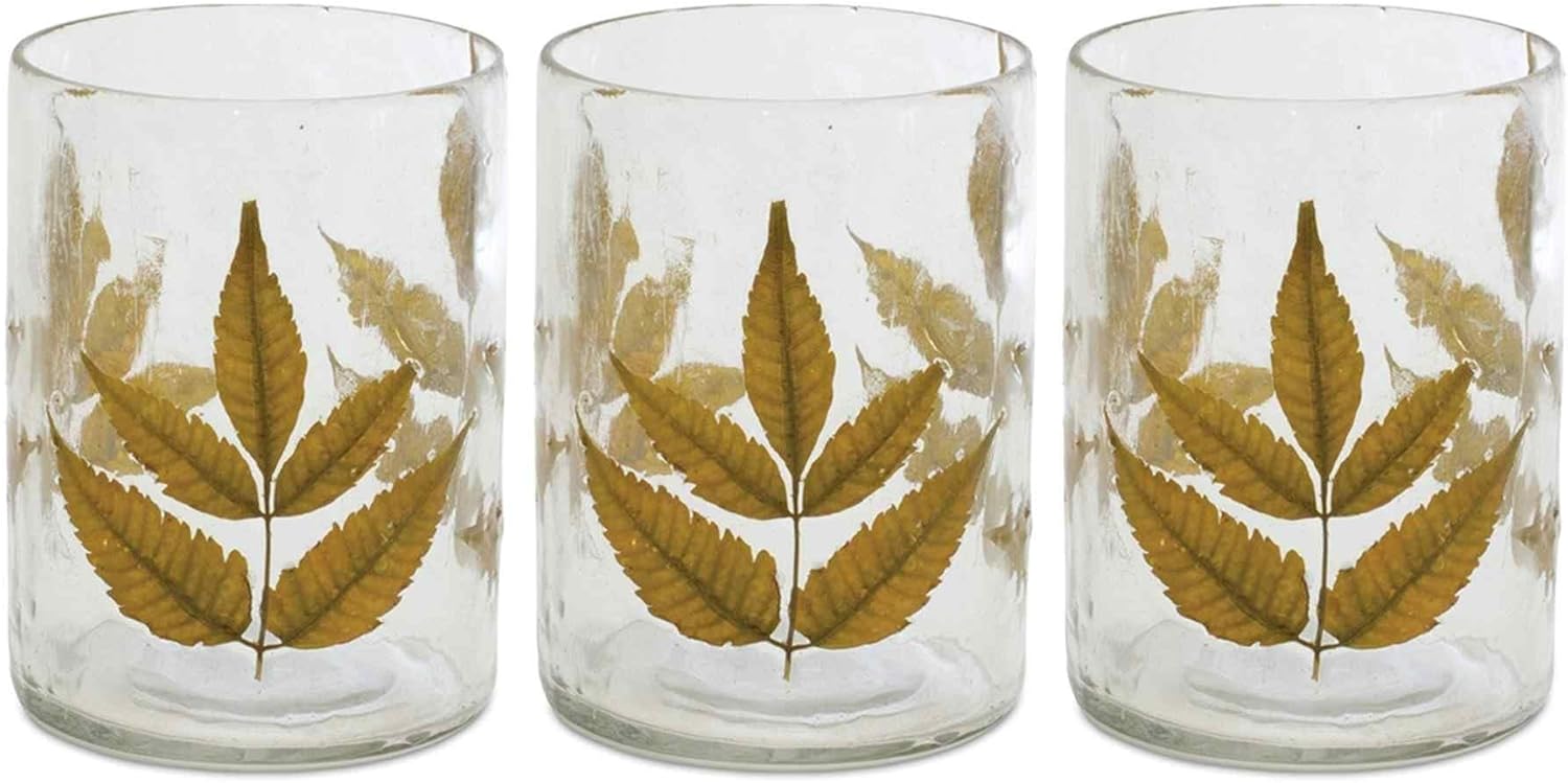 Melrose Dried Leaf Candle Holder Set of 3