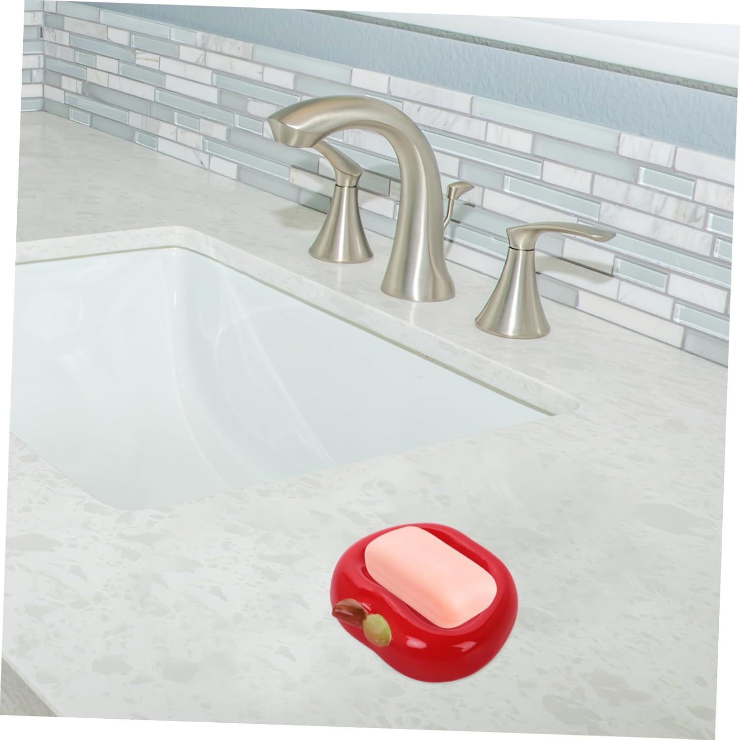 Zerodeko Apple Shaped Ceramic Soap Dish with Drainage