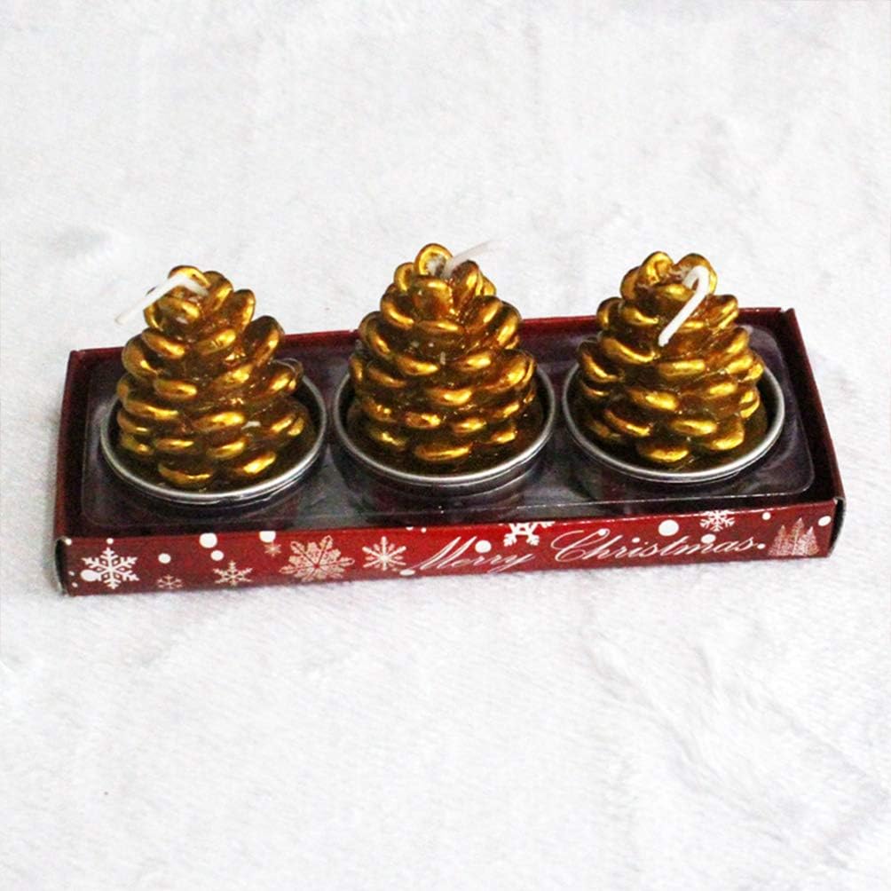 Amosfun 3 Pcs Christmas Candles Decorative Ornaments