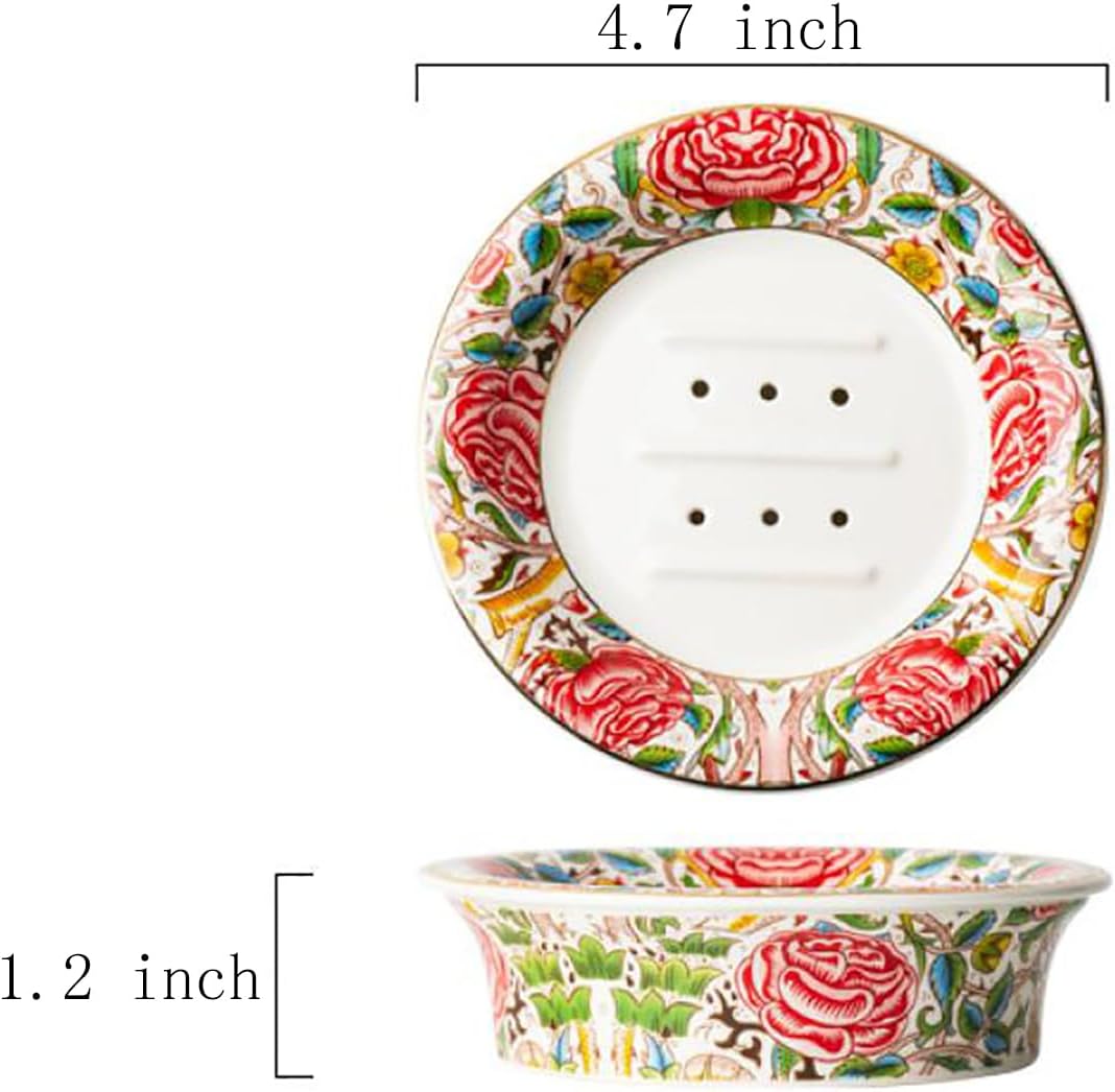 Gaolinci Pastoral Painted Ceramic Soap Dish with Layers