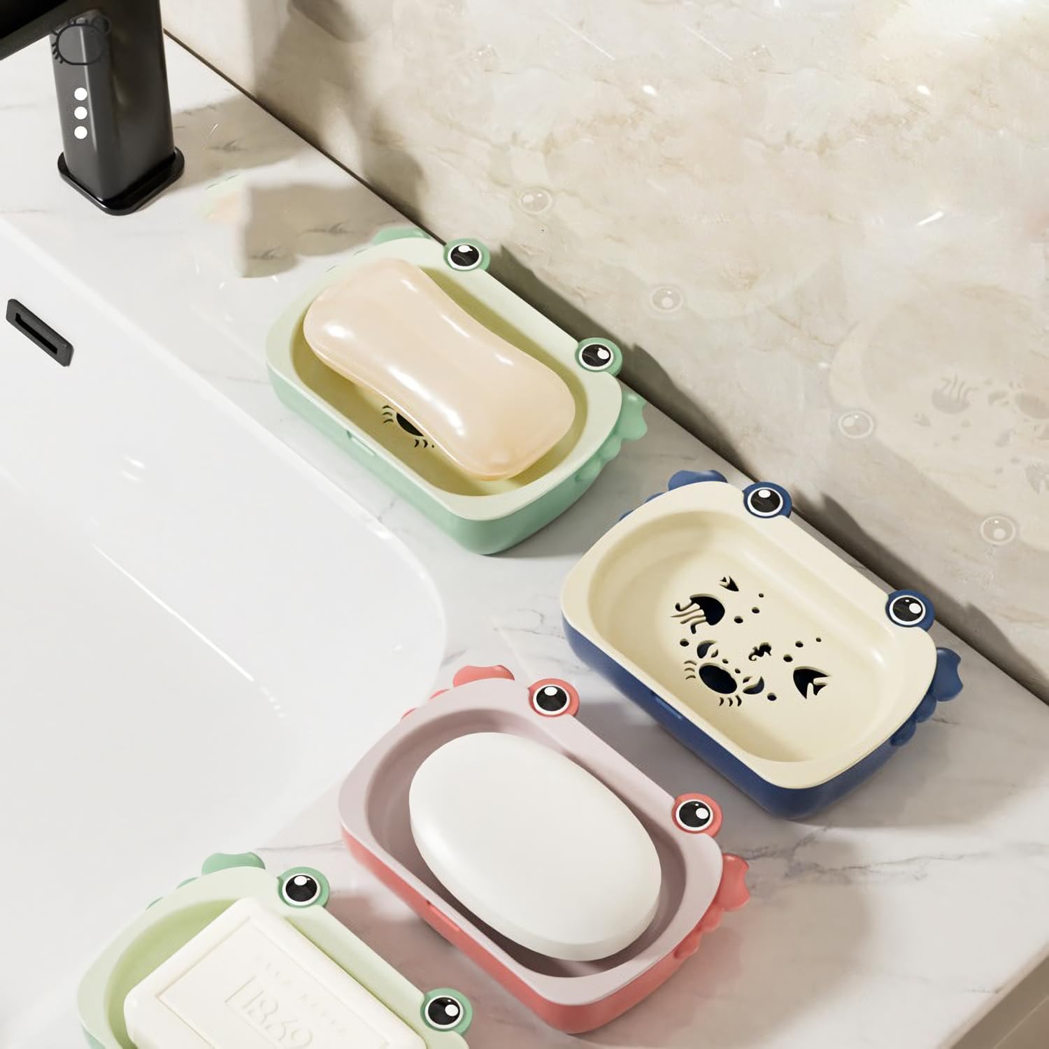 Ocean Crab Soap Dish with Double-Layer Drain Red