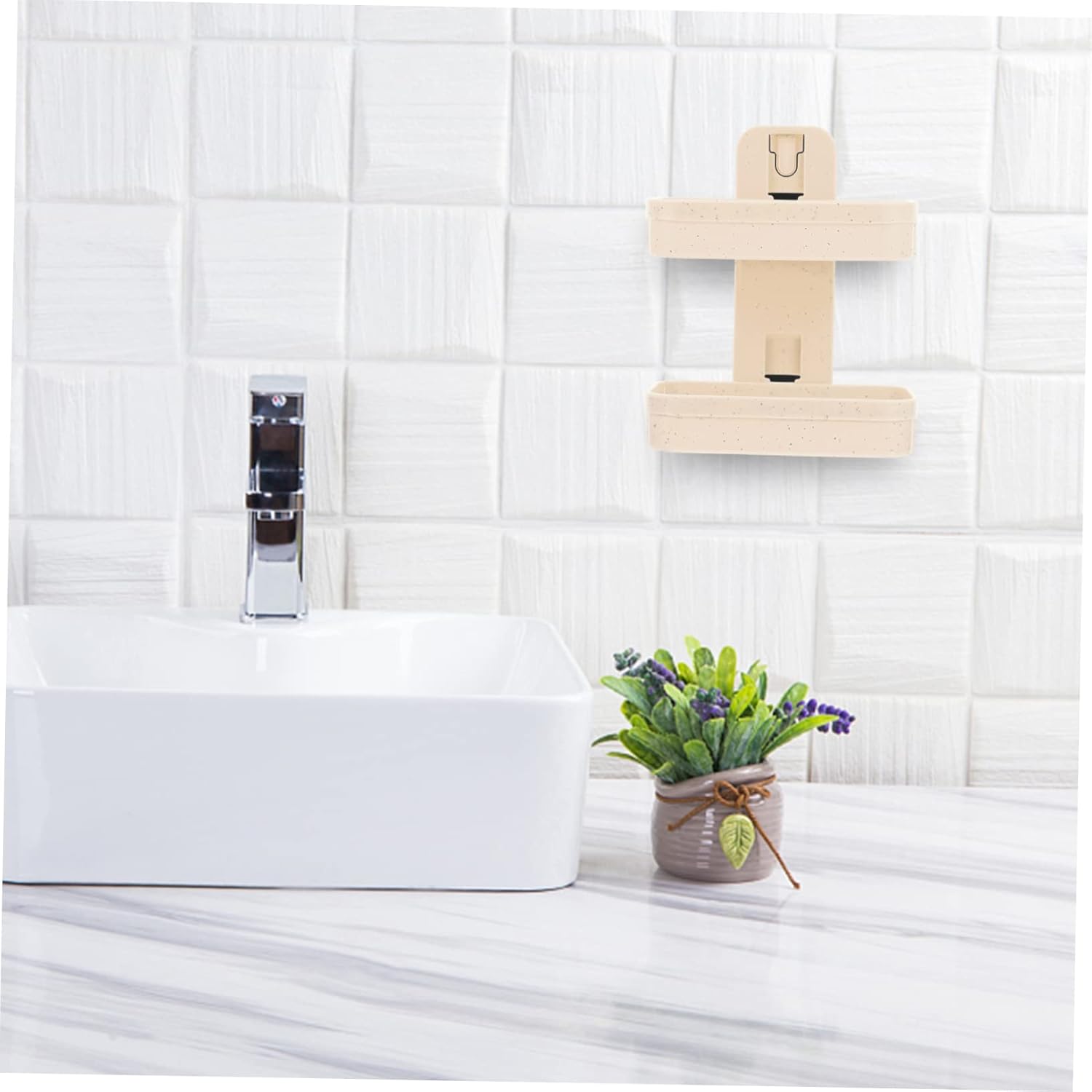 ABOOFAN 2-Layer Wall Soap Holder No Drilling Required