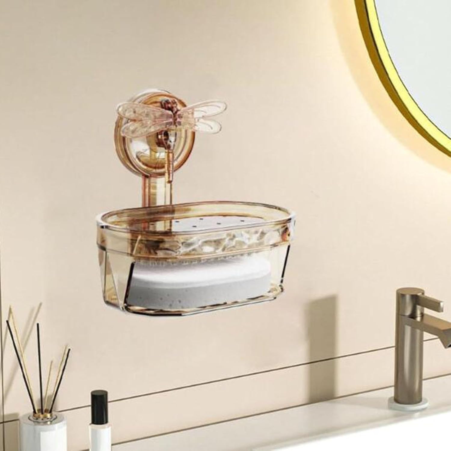 Wall Mounted Double Layer Soap Box with Suction Cup