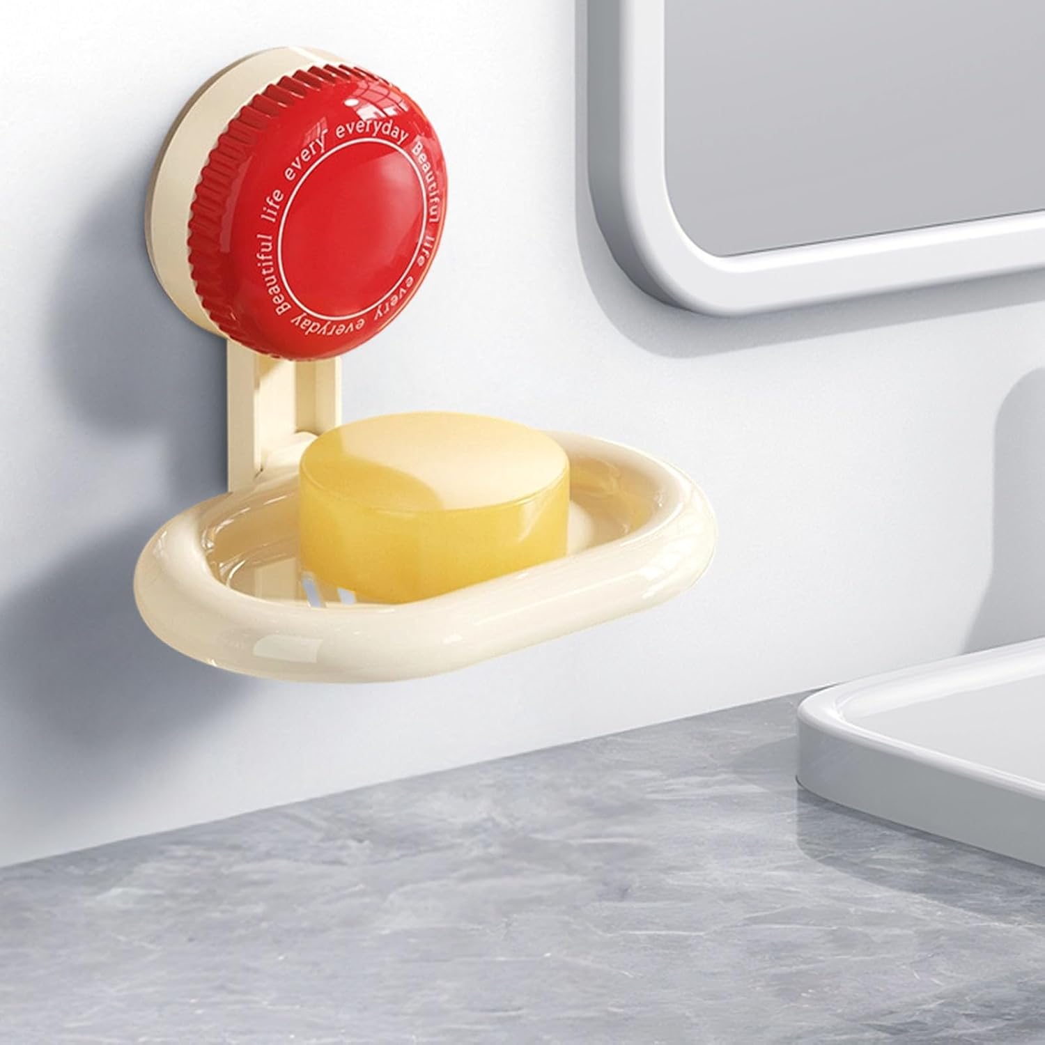 Suction Cup Soap Dish for Shower Red