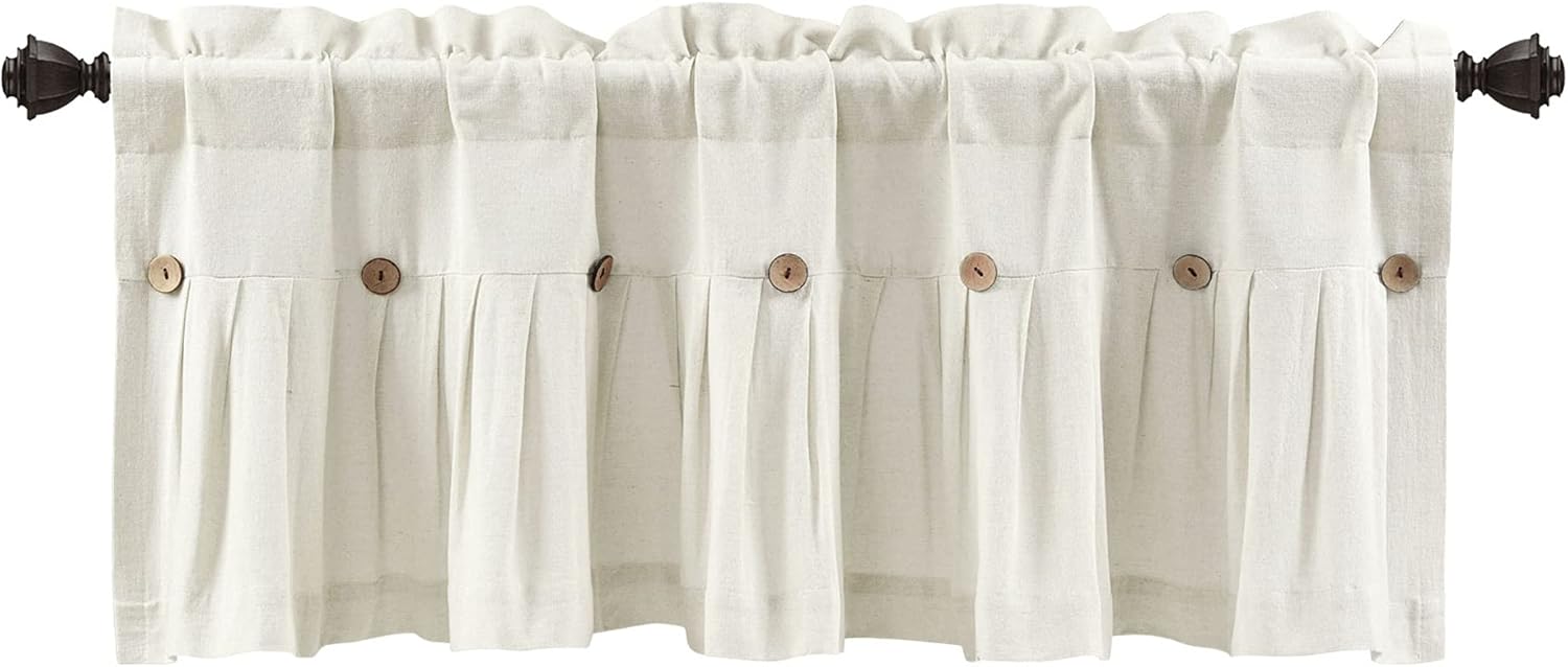 Lush Decor Linen Button Valance 52x18 Off White 1