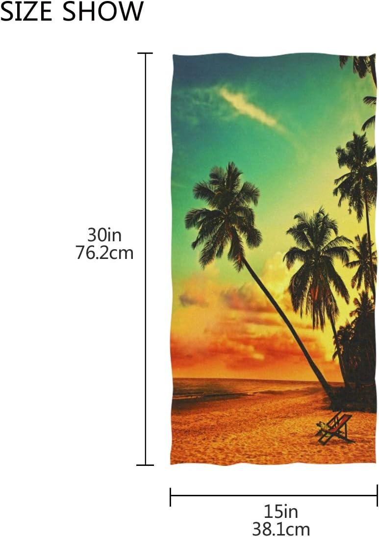ALAZA Palm Tree Ocean Beach Sunset Tropical Soft Bath Towel