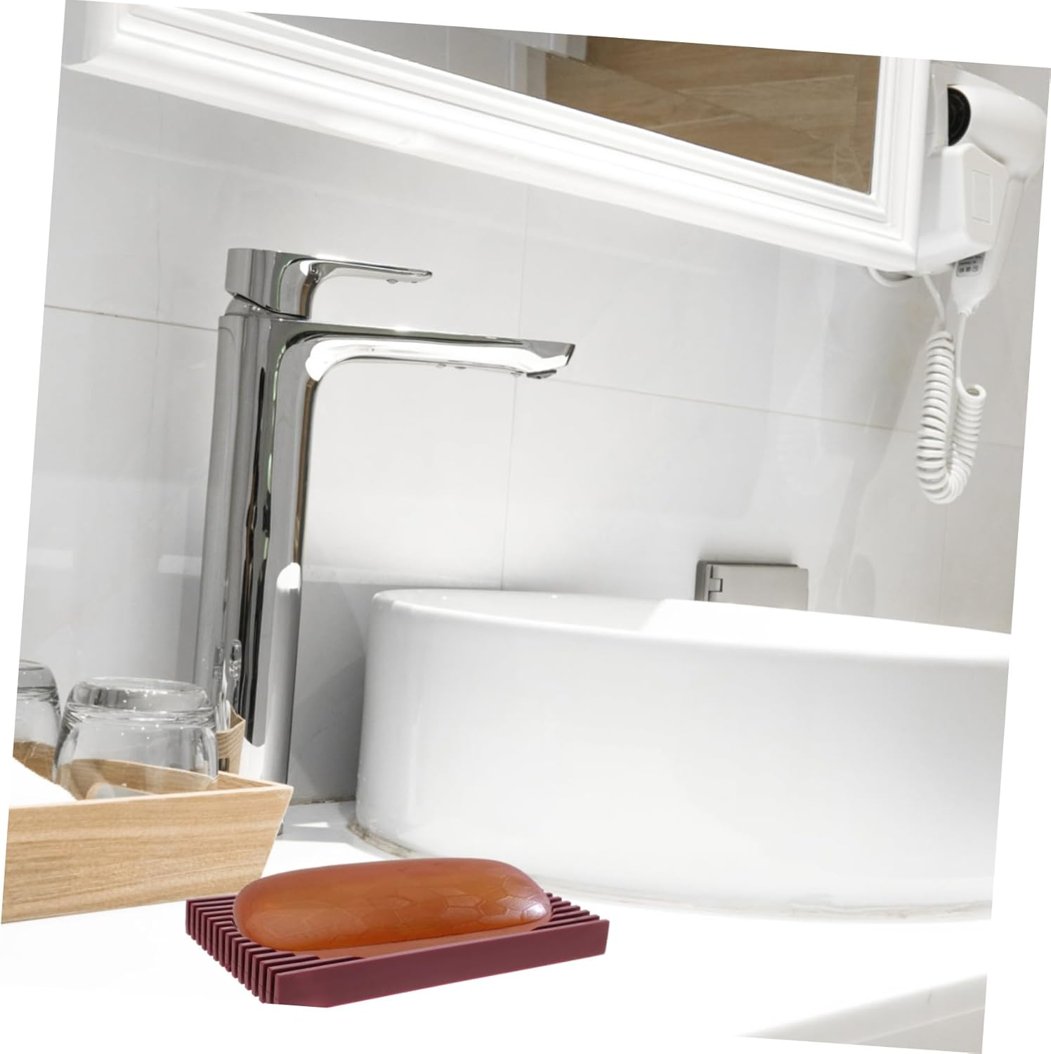 Ciieeo Acrylic Drain Soap Dish Sturdy Holder for Bathroom
