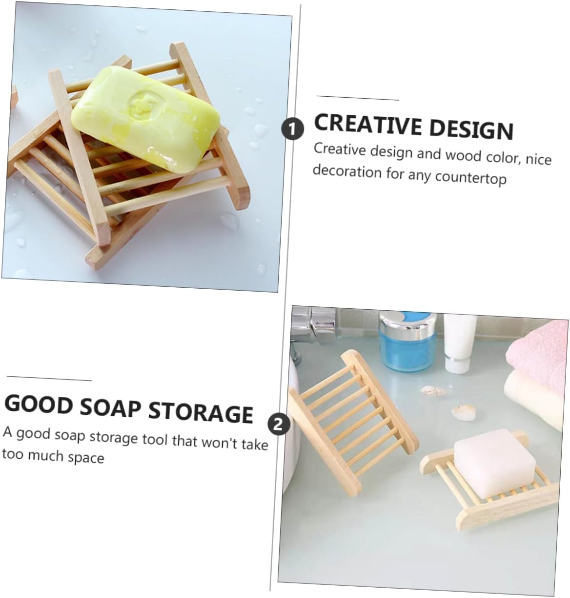 Alipis 6Pcs Wooden Soap Dish Tray Holder for Bathroom Kitchen