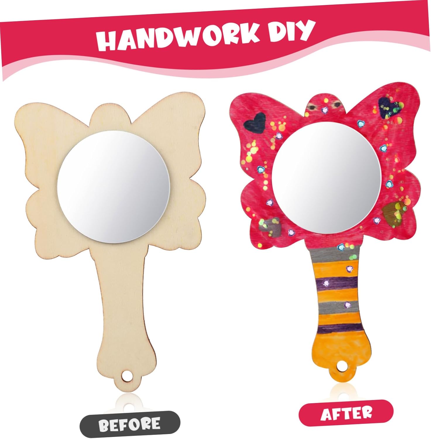 Veemoon Small Wooden Mirror Craft Kit