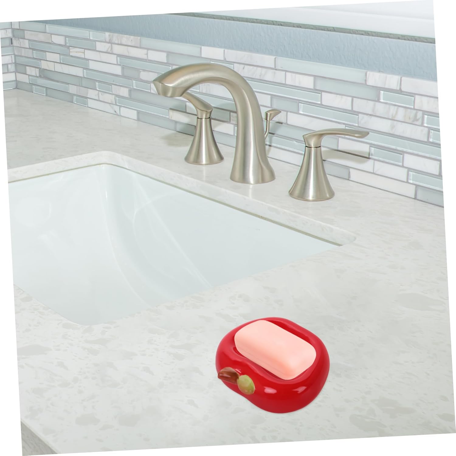 MAGICLULU Apple Shaped Ceramic Soap Holder with Drainage