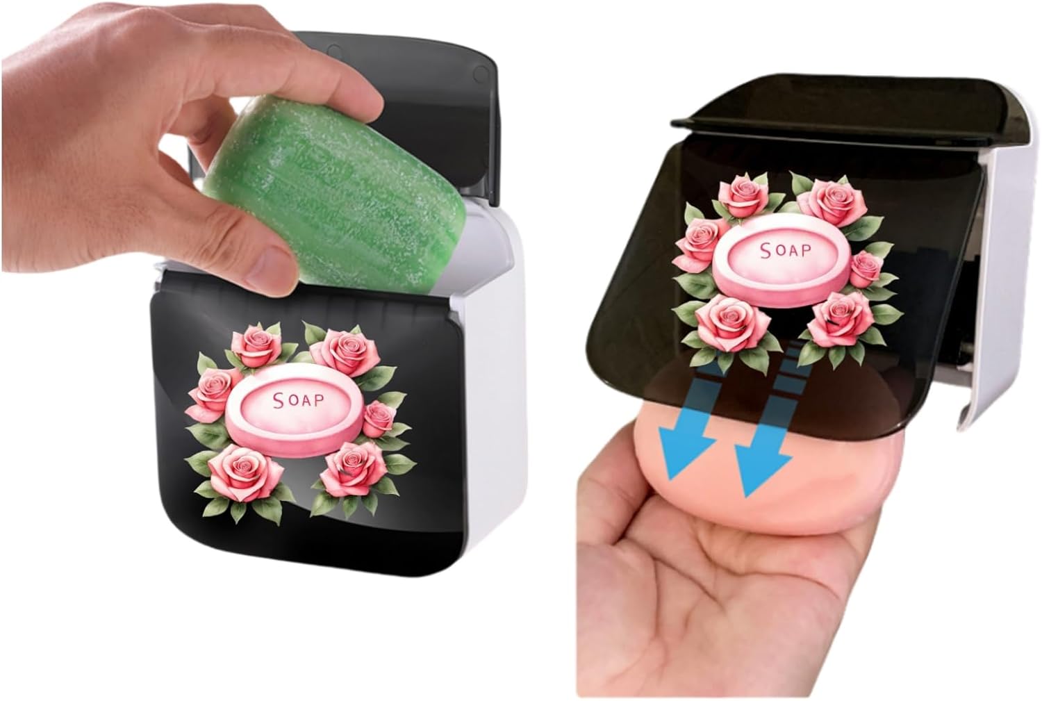 VZXAB Soap Dish Holder with Lid and Strong Adhesive