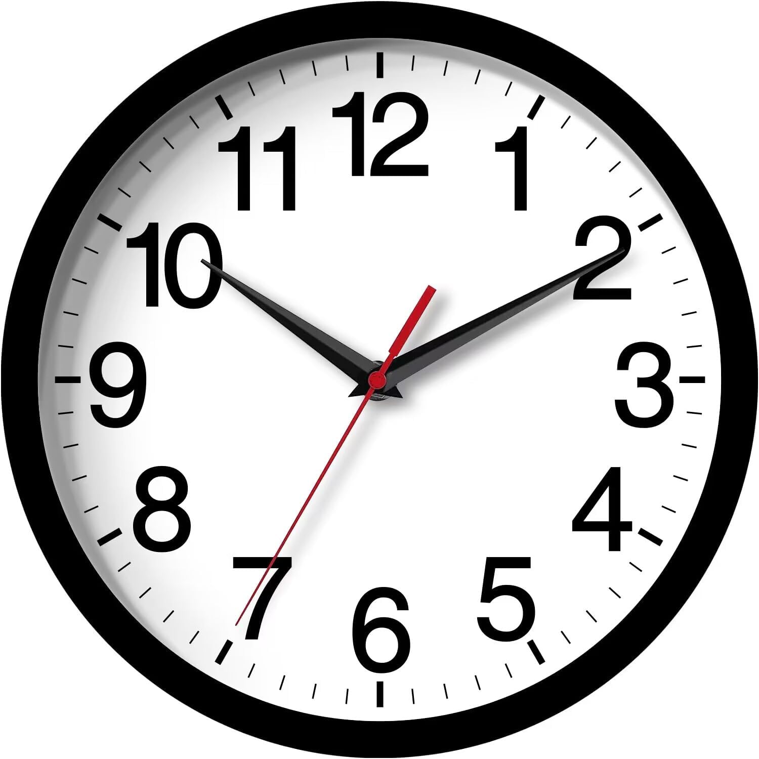 Rohioue 10 Inch Black Wall Clock Modern Silent Non Ticking Analog