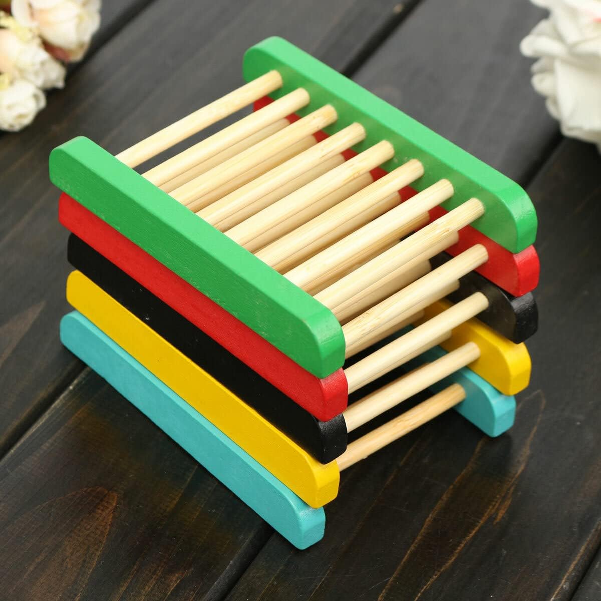 Portable Shower Soap Wood Dish Tray Holder