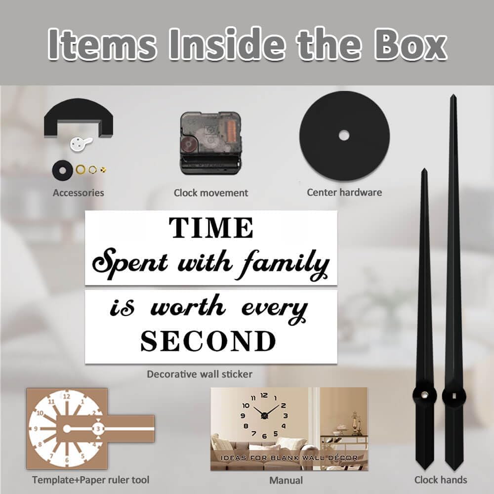 Mintime 3D Wall Clock Kit with Battery and Sticker