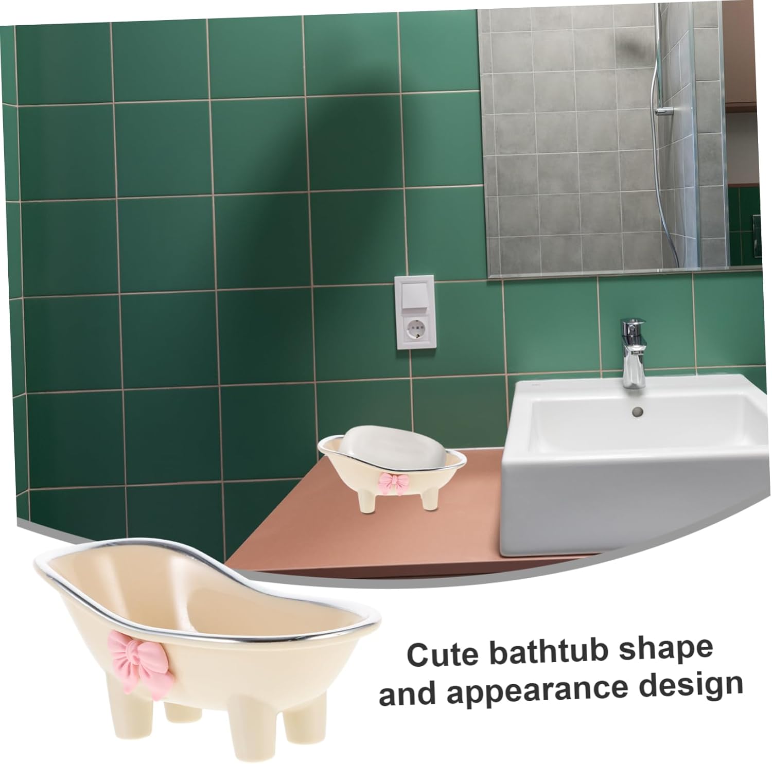 PRETYZOOM Bathtub Shaped Soap Dish Cute Design