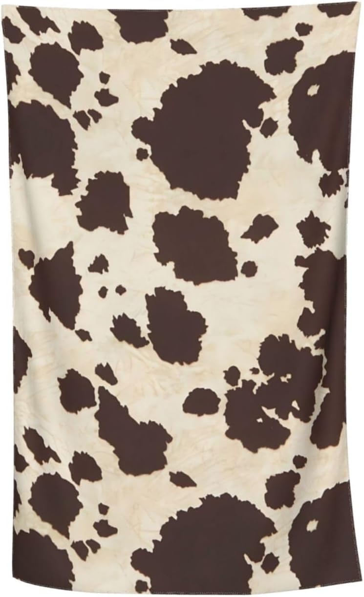 VOOHDDY Retro Cow Print Microfiber Beach Towel