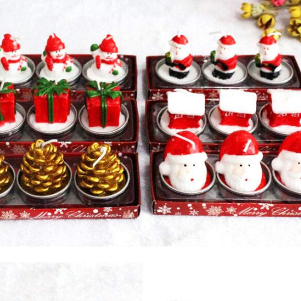 Amosfun 3 Pcs Christmas Candles Decorative Ornaments
