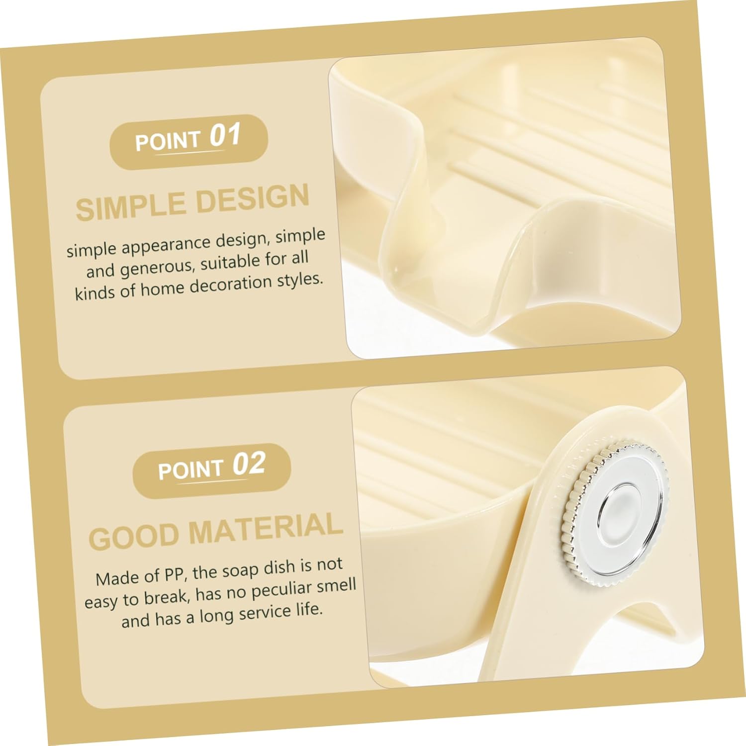 Self-Draining Plastic Soap Dish Holder for Kitchen and Bathroom