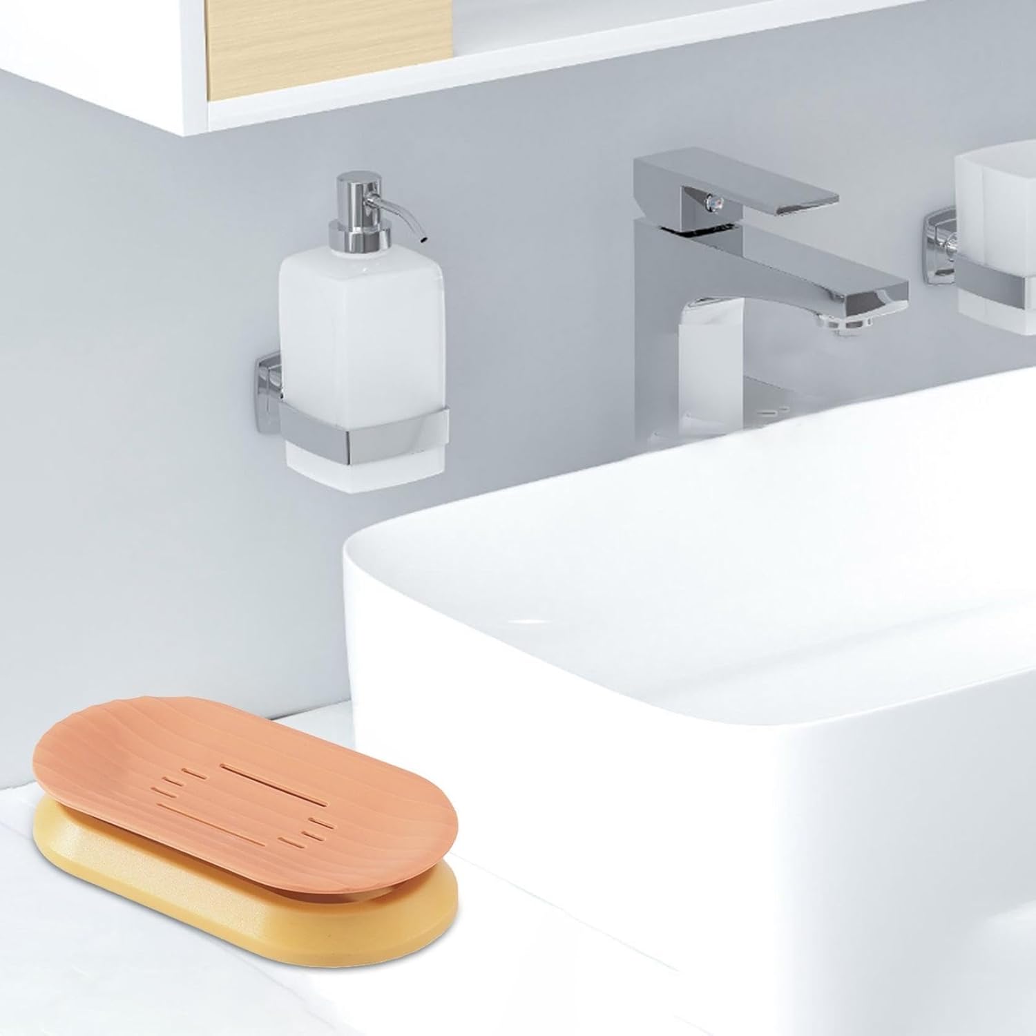 Self Draining Soap Dish with Waterfall Drain Red