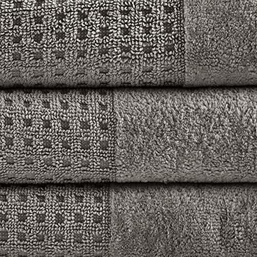 Madison Park Spa Waffle Cotton Towel Set 6 Piece Charcoal