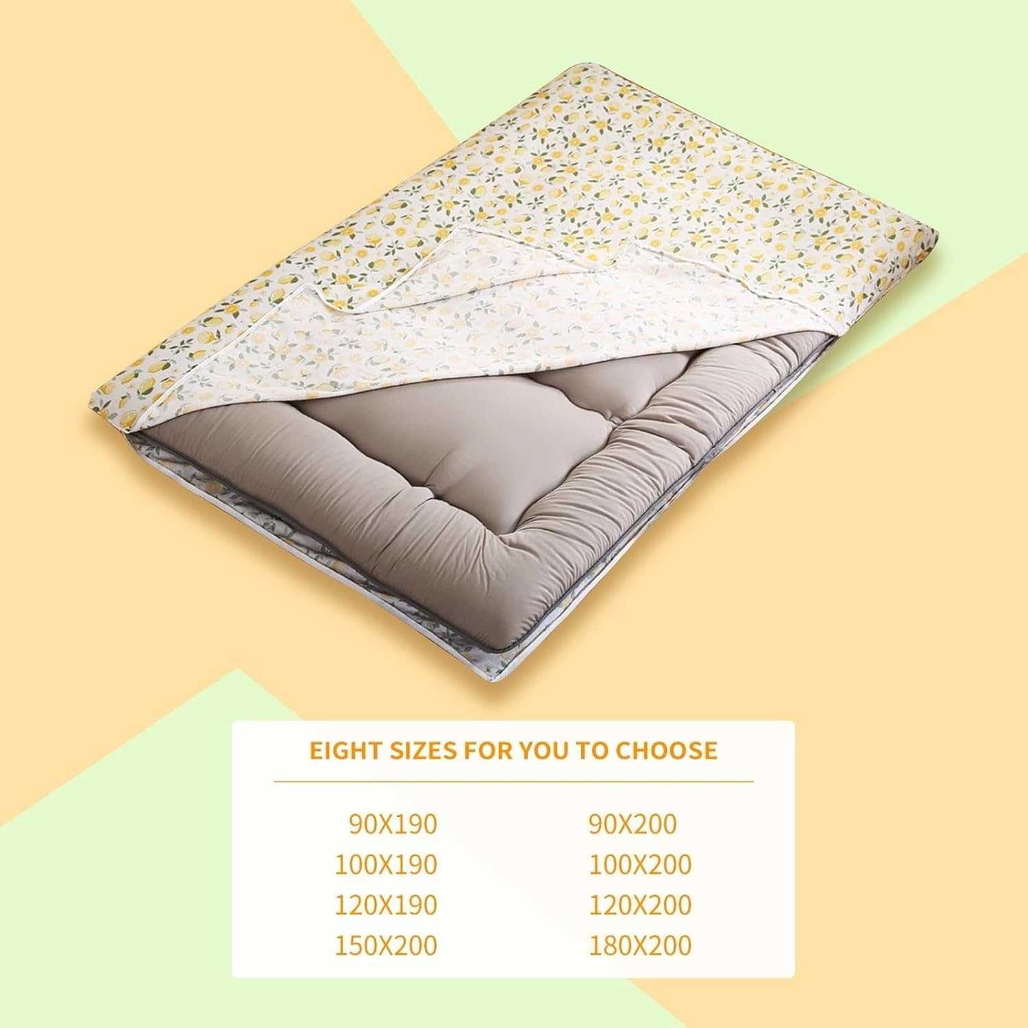 Soft Japanese Futon Mattress Cover with Zipper and Dustproof Lining