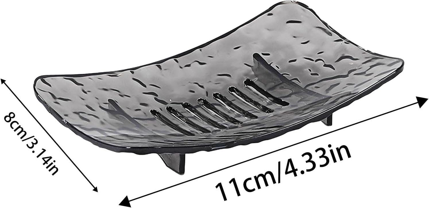 Rectangular Gray Soap Dish with Drain Holes and Holes for Water Drainage