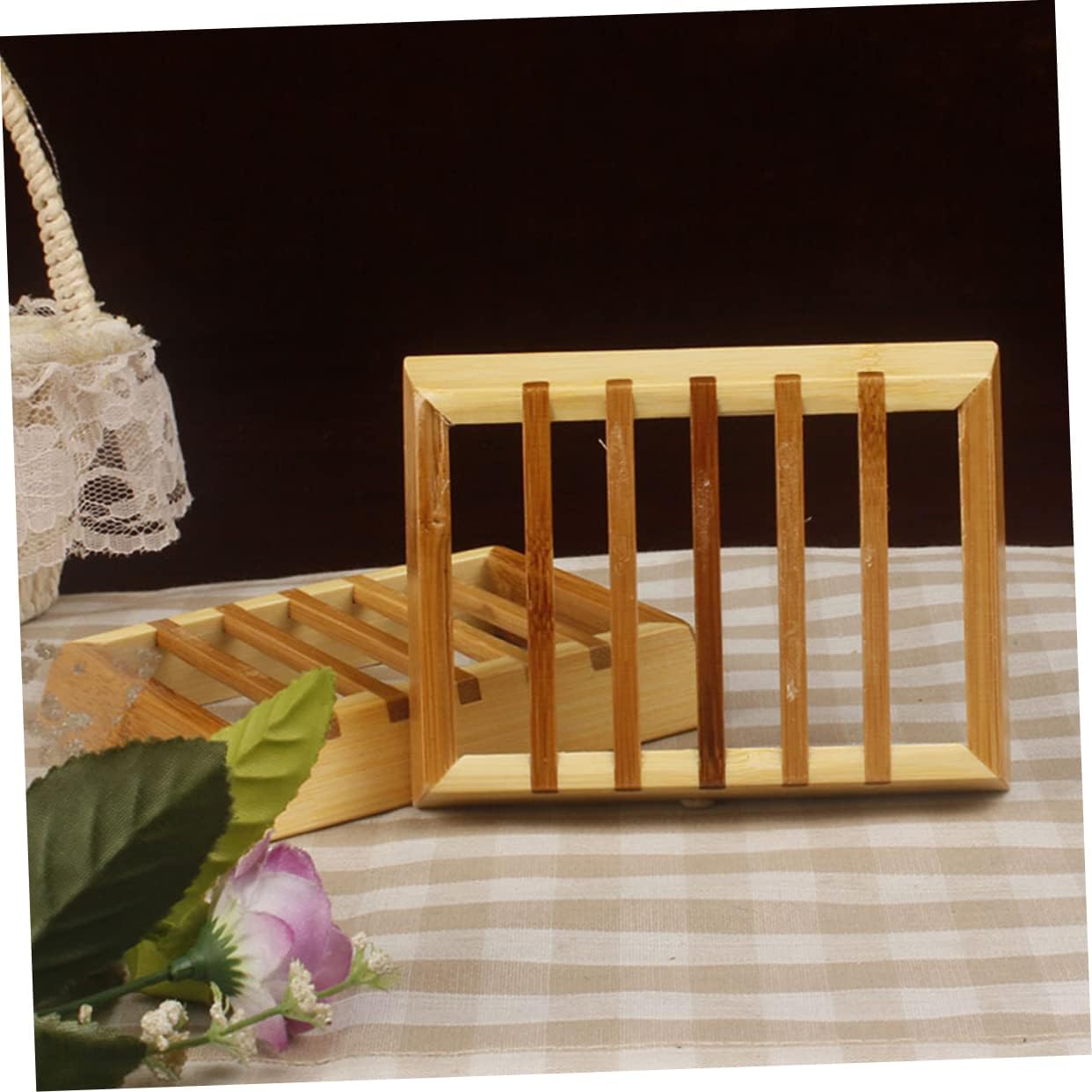 SHOWERORO Wooden Soap Box Organizer with Drainage Tray