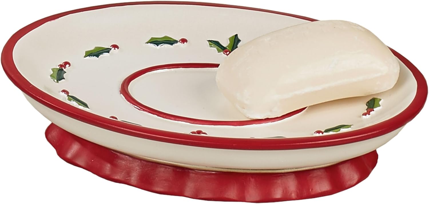 Touch of Class Holly Wreath Soap Dish Eggshell 1
