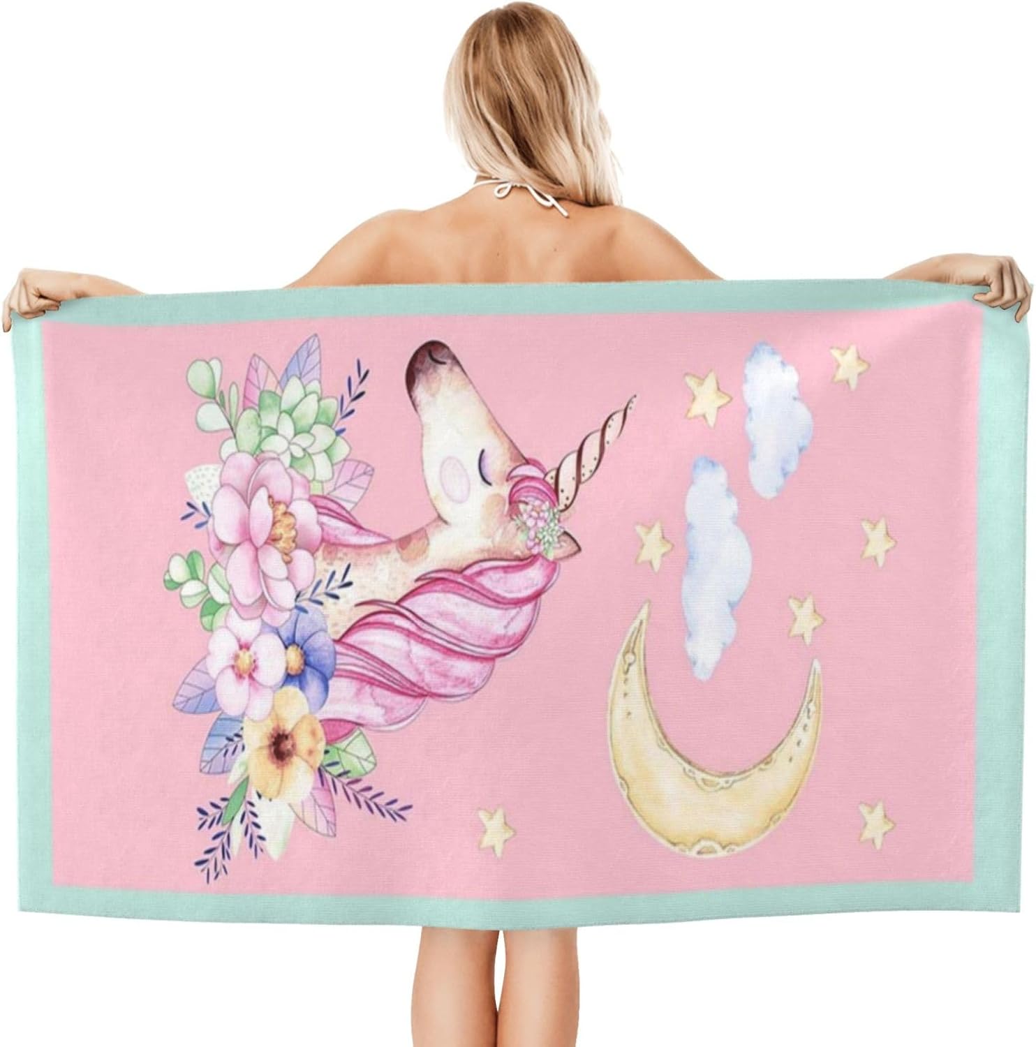 Cute Unicorn Beach Towel for Kids and Adults