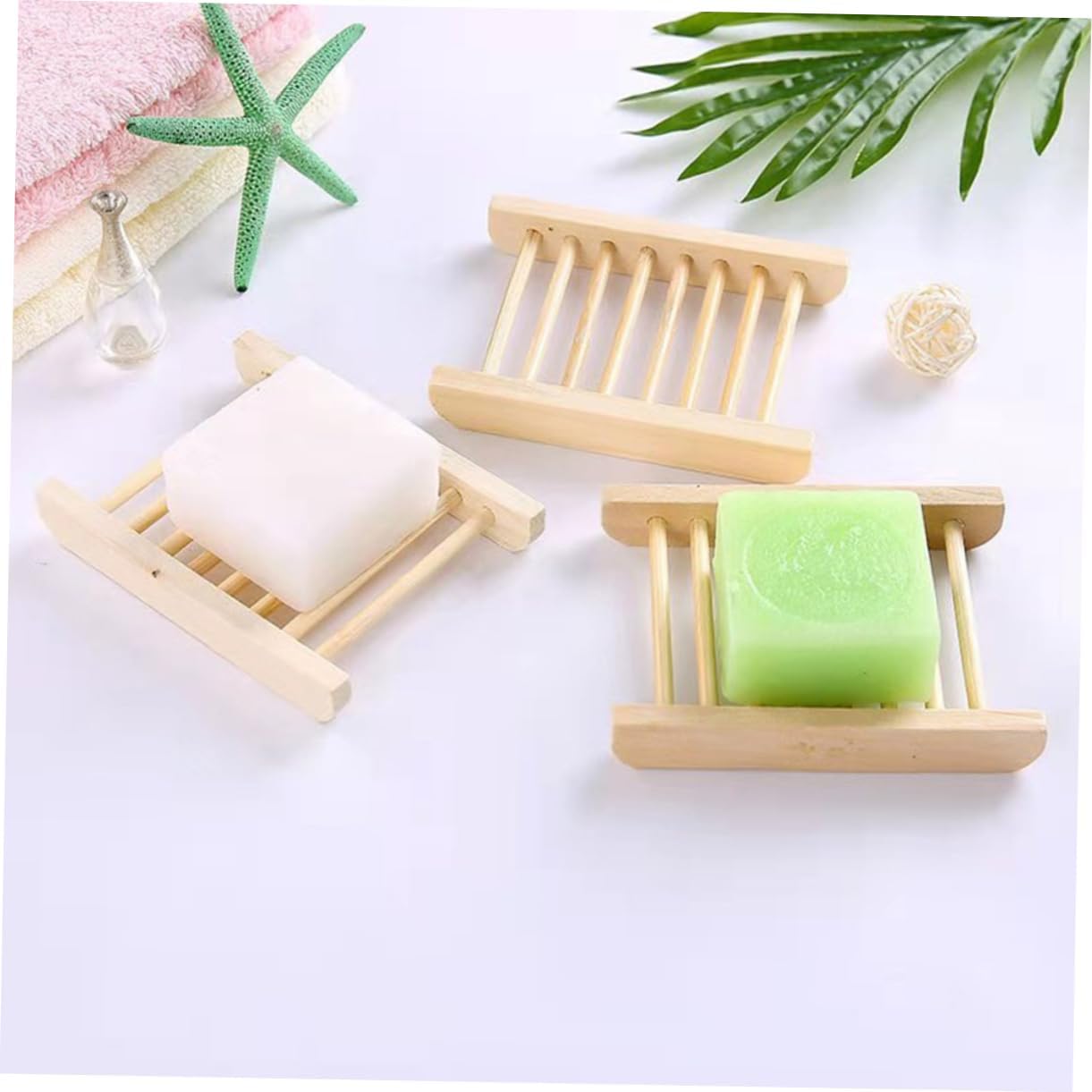6Pcs Wooden Soap Holder Tray for Kitchen and Bathroom