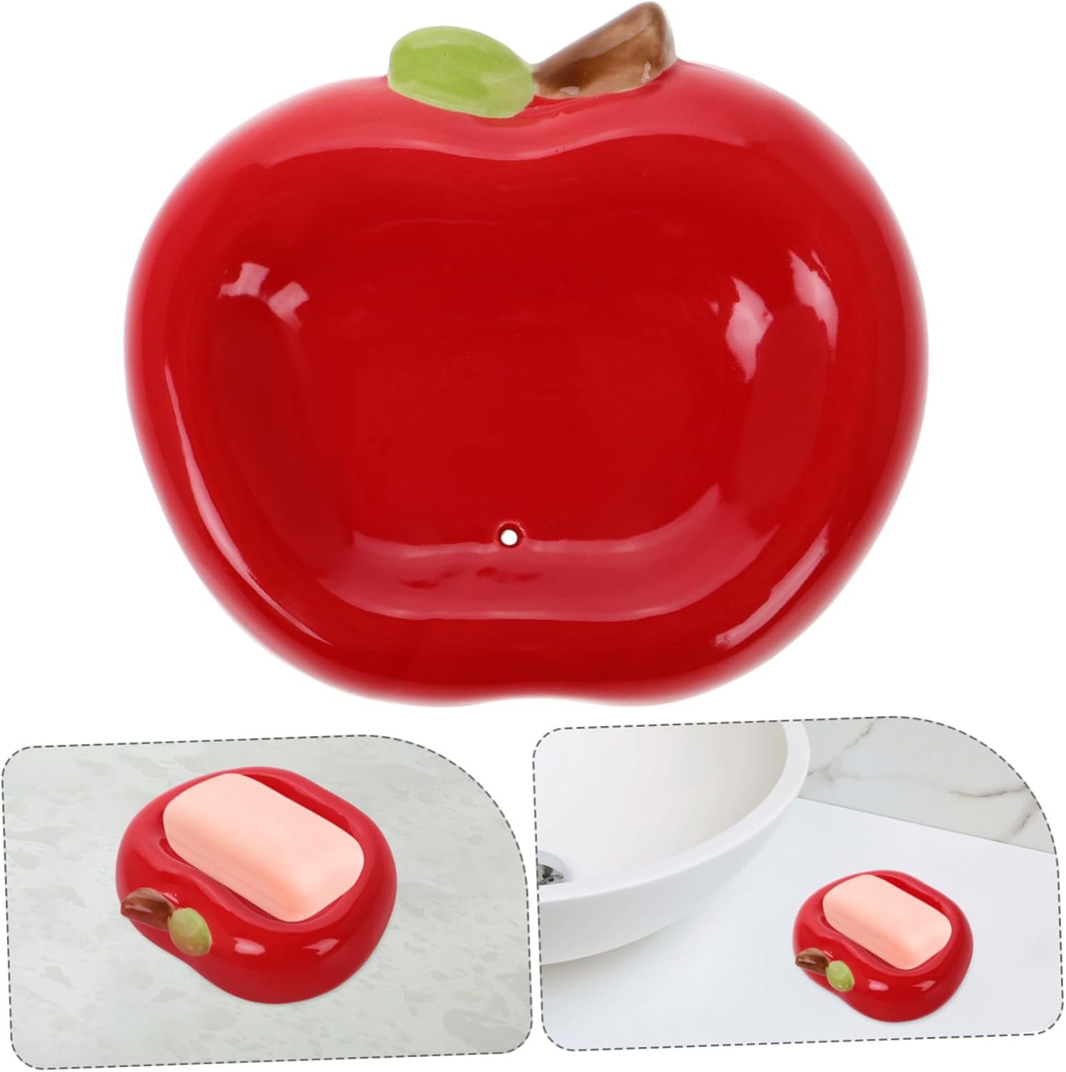 Anneome Ceramic Apple Soap Tray with Drainage