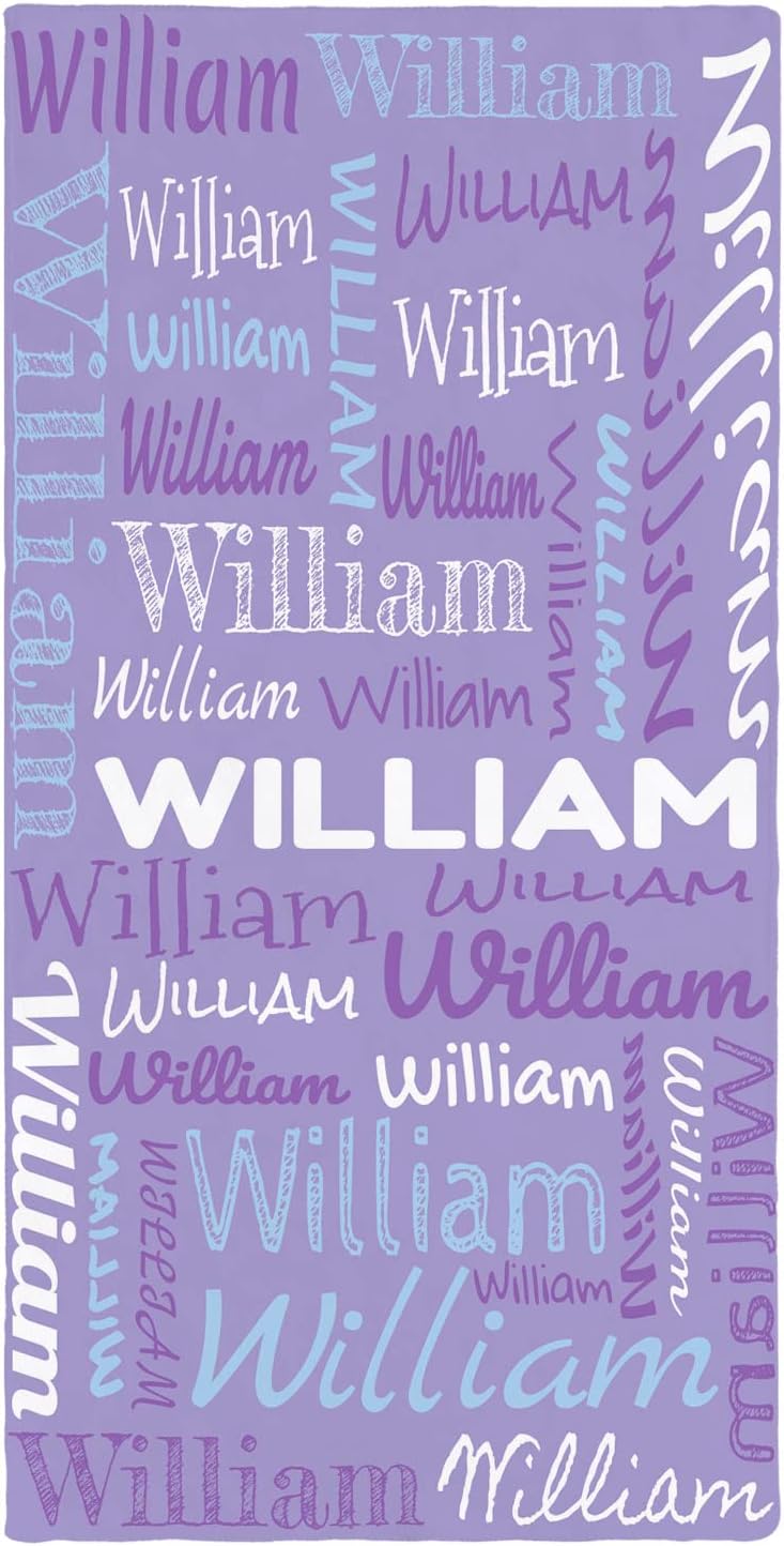 Personalized Purple Beach Towel with Name - Lightweight Microfiber