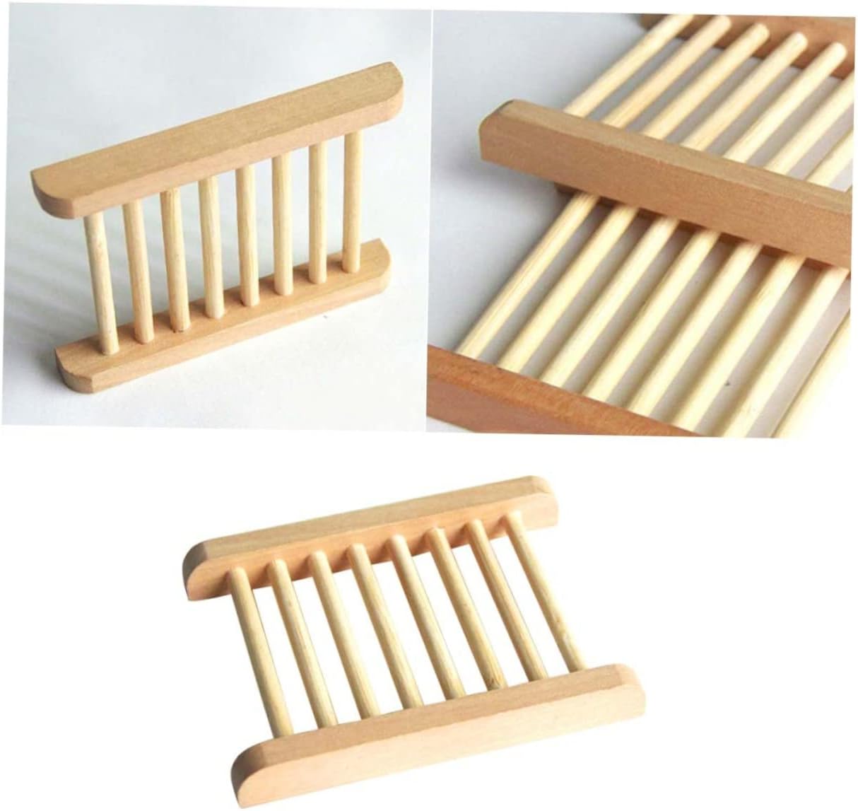 2Pcs Natural Wood Soap Dish Holder for Bathroom Kitchen and Shower 1