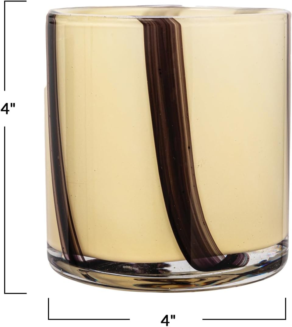 Bloomingville Purple Striped Glass Candle Holder