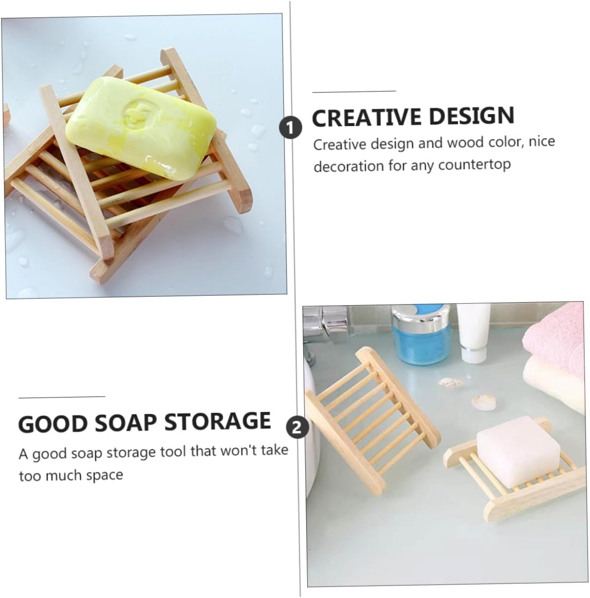 PERSELOSO 6Pcs Wooden Soap Holder Draining Tray