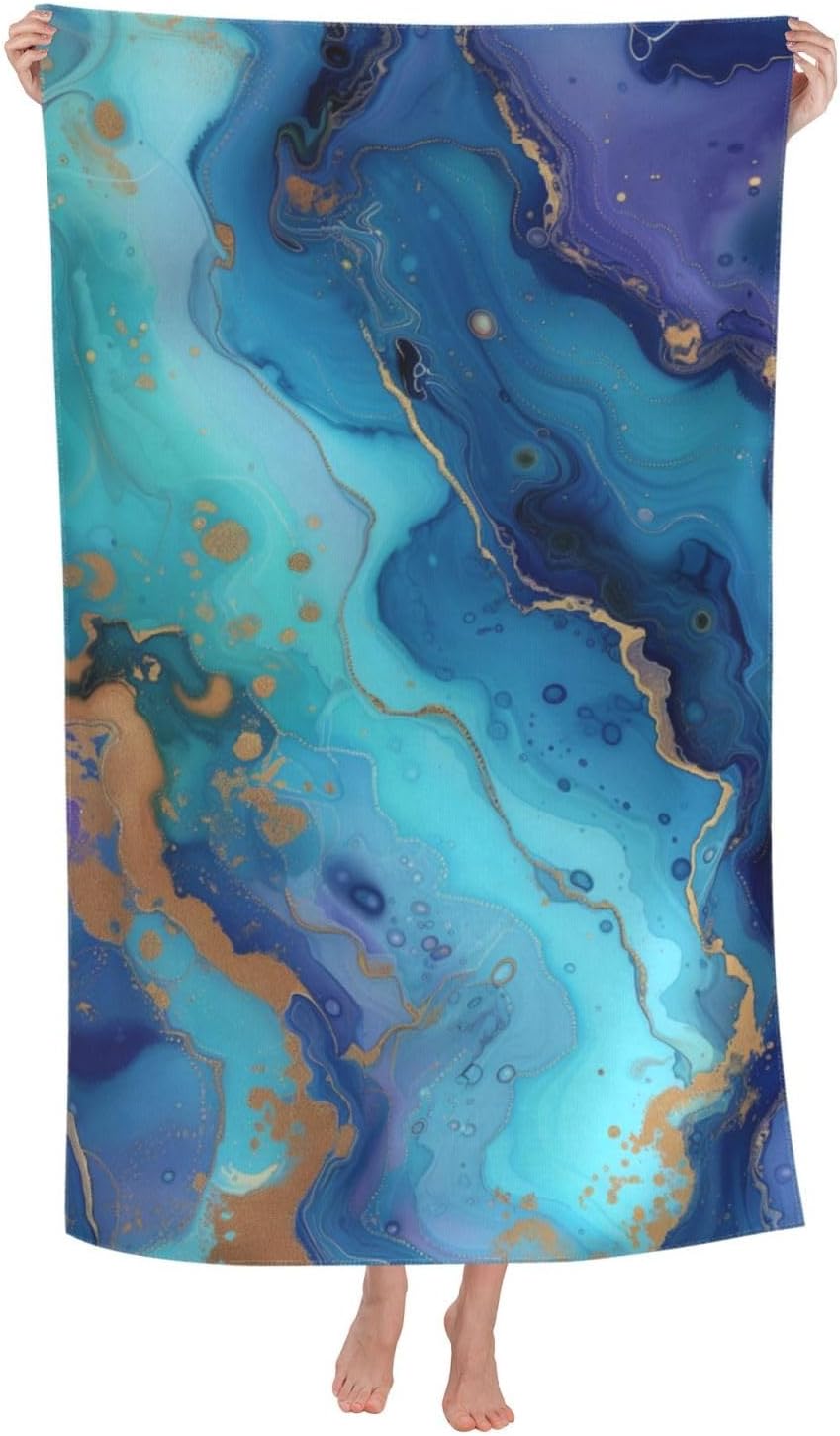 VANZEV Blue Marble Print Beach Towel 52x32