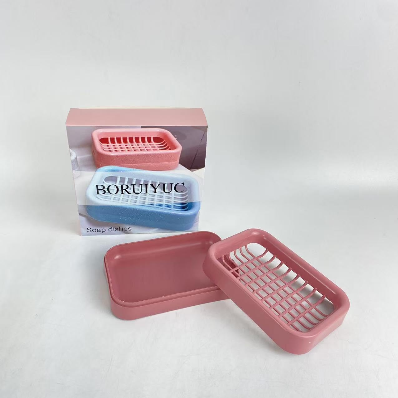 Red Square Soap Dish with Removable Lid - Portable and Leak Proof