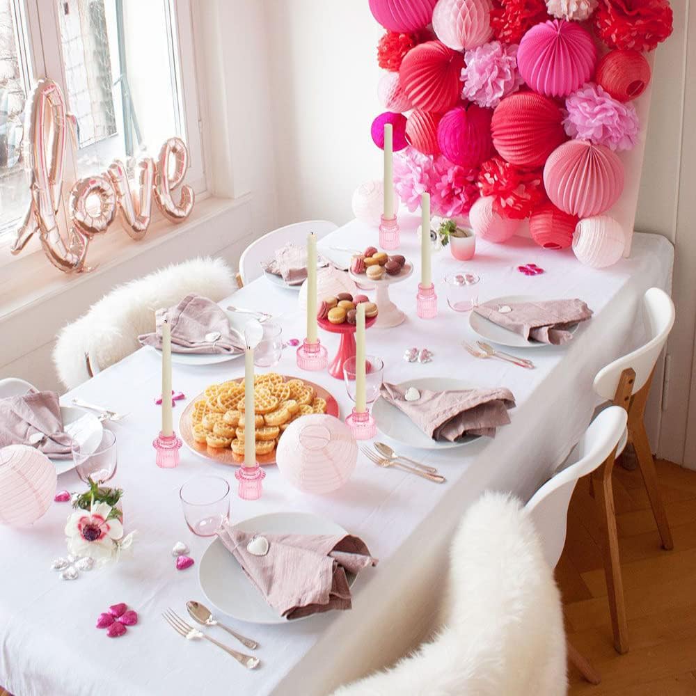 Vixdonos Pink Candlestick Holders Set of 3