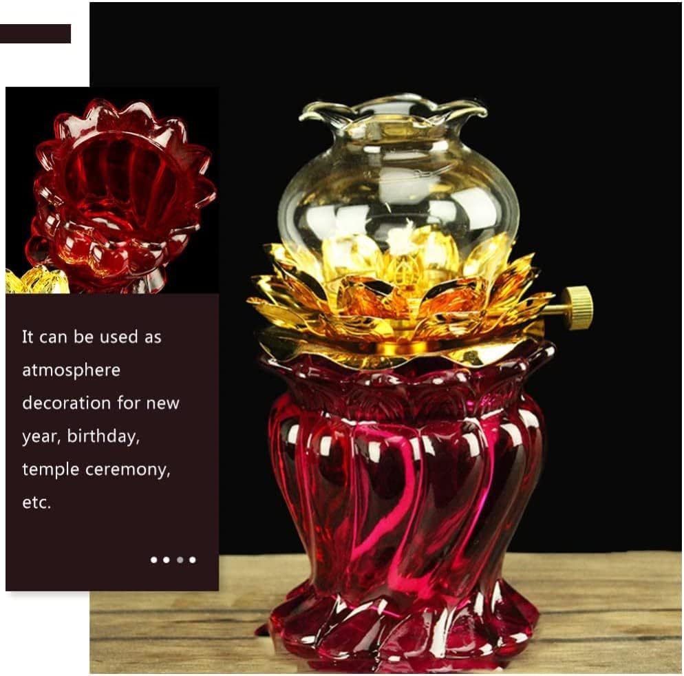 Crystal Glass Lotus Oil Lamp for Buddhist Altar 1