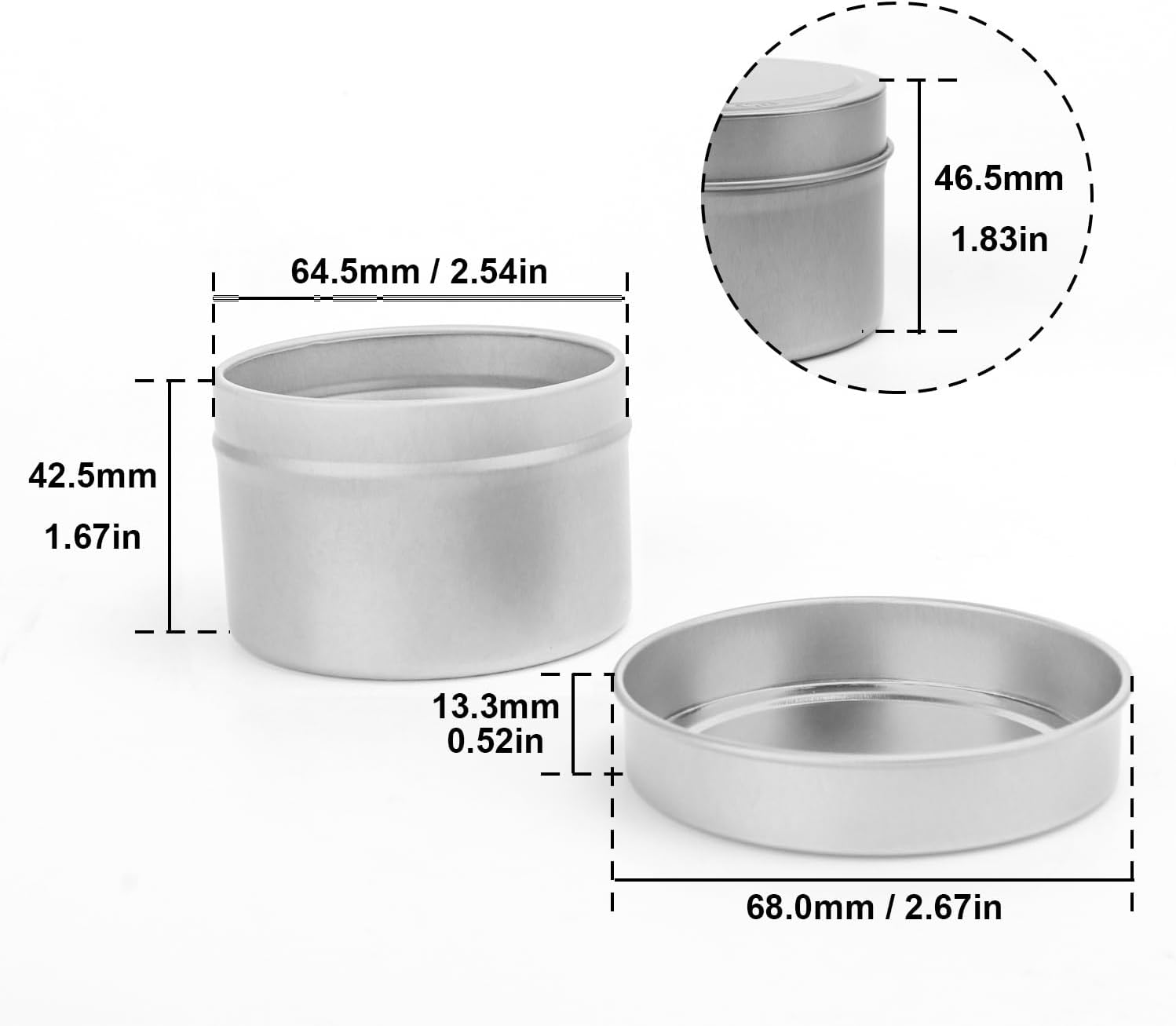 GENHAKON 48-Pack 4 oz Silvery Candle Tins