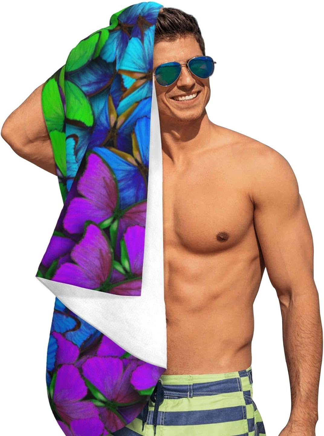 Rainbow Butterflies Microfiber Beach Towel
