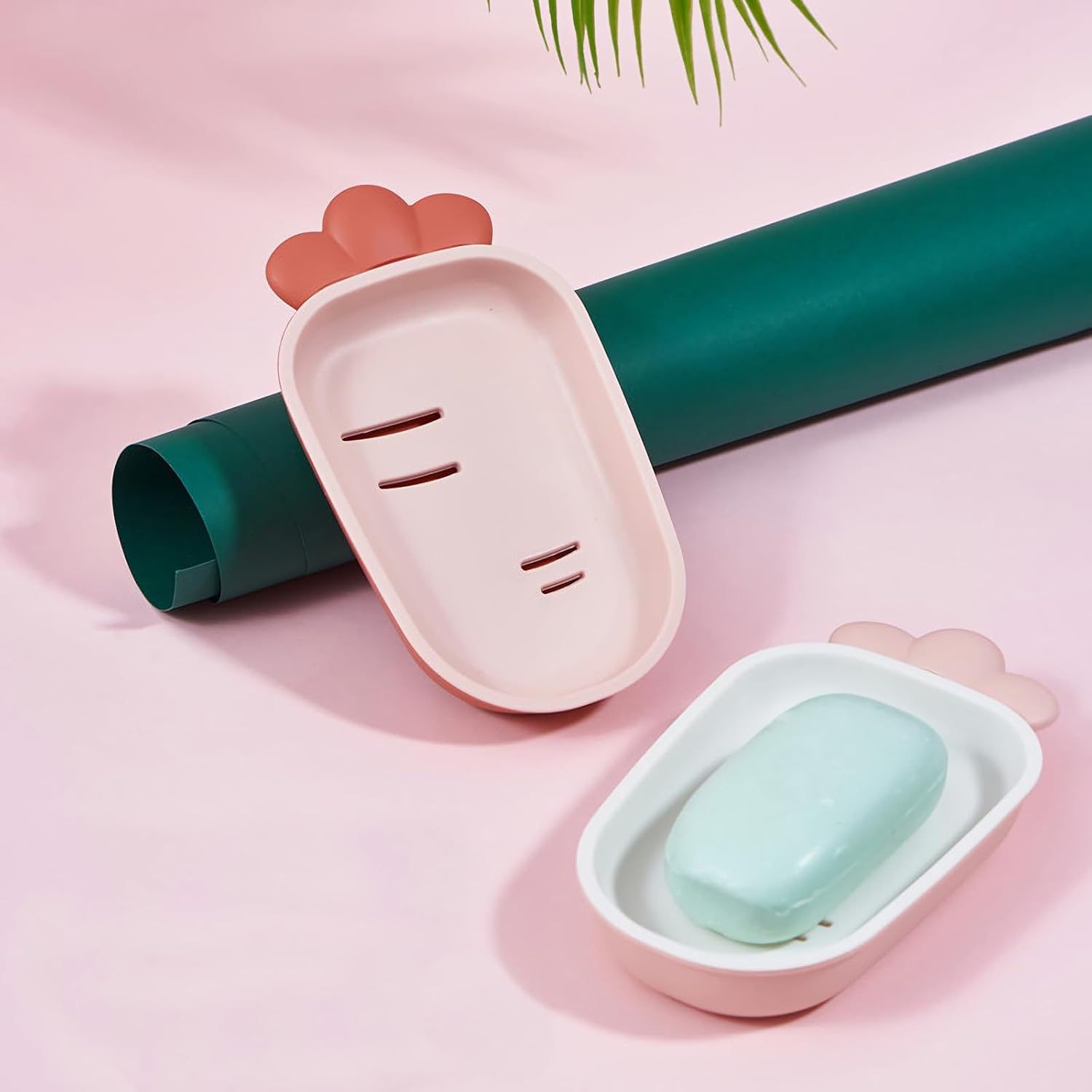 Radish Soap Dish with Double-Layer Drain Red