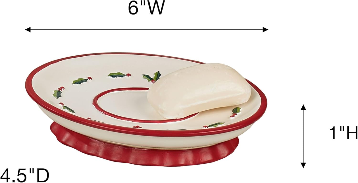 Touch of Class Holly Wreath Soap Dish Eggshell 1