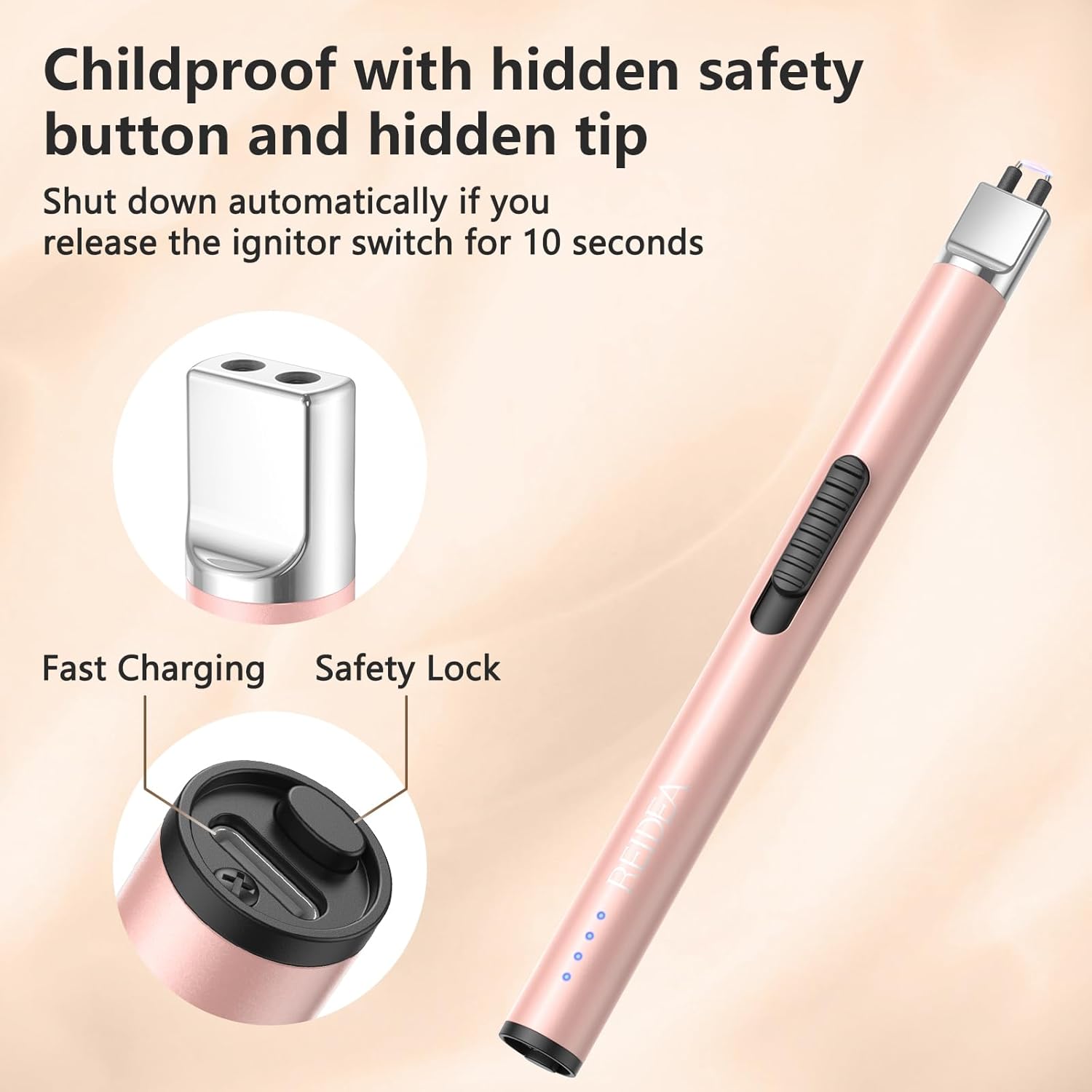 REIDEA S4 Pro Flameless Windproof Electric Lighter with LED Indicator
