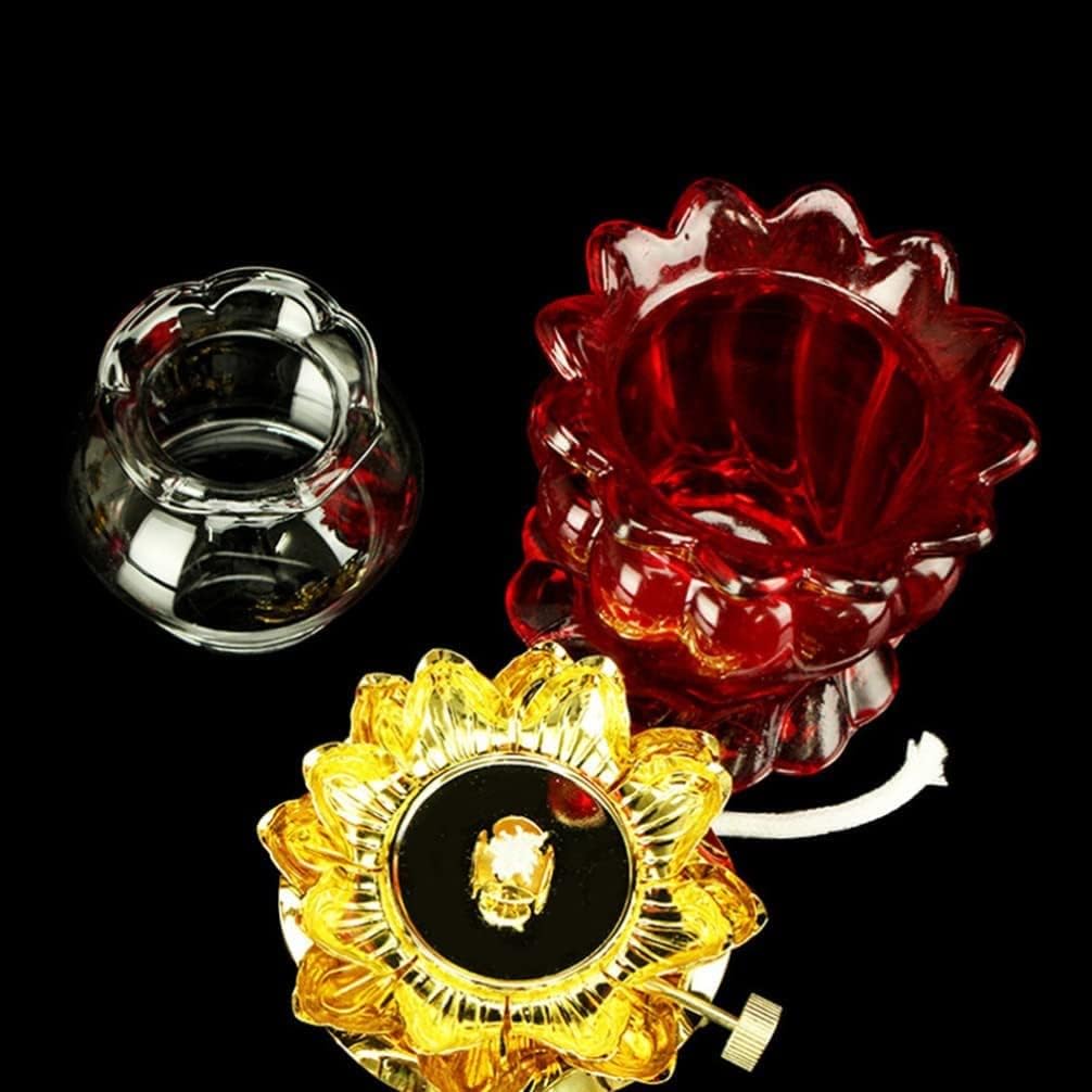 Crystal Glass Lotus Oil Lamp for Buddhist Altar 1