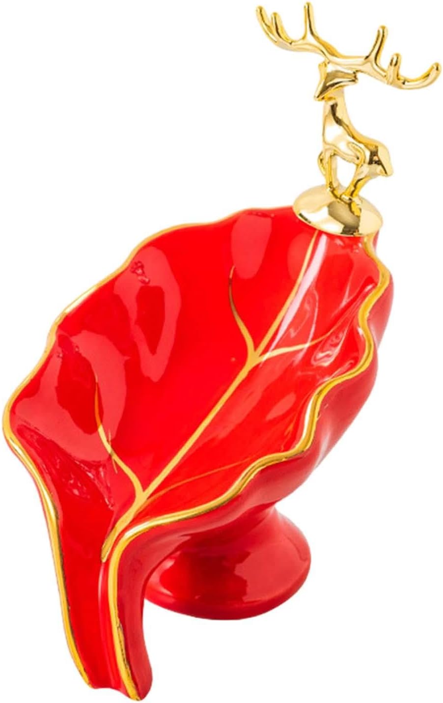 Leaf Shape Ceramic Soap Dish Holder Red