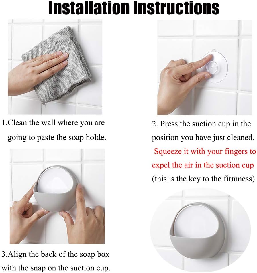 Nailless Shower Soap Holder with Suction Cup Ball-Shaped Design