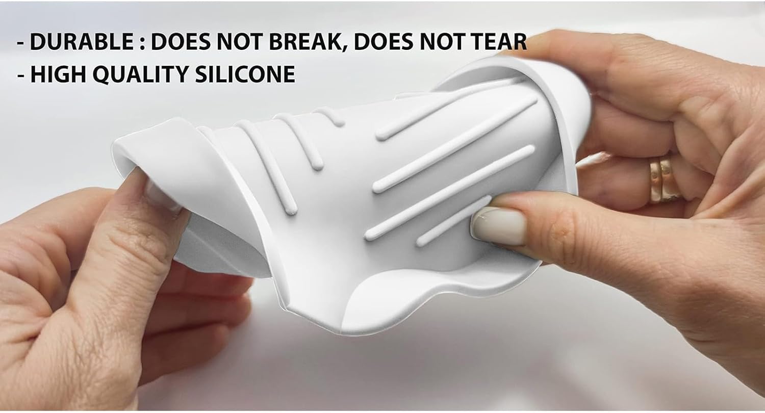 6 Pack Silicone Soap Dishes with Drain Spout - White