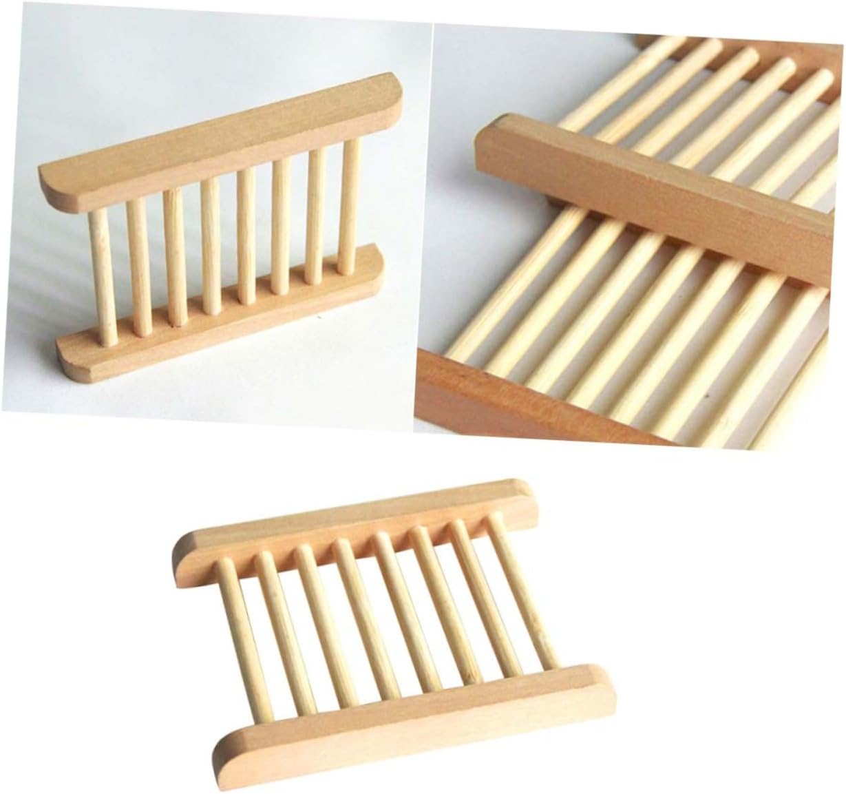 PRETYZOOM Natural Wood Soap Holder Shower Tray